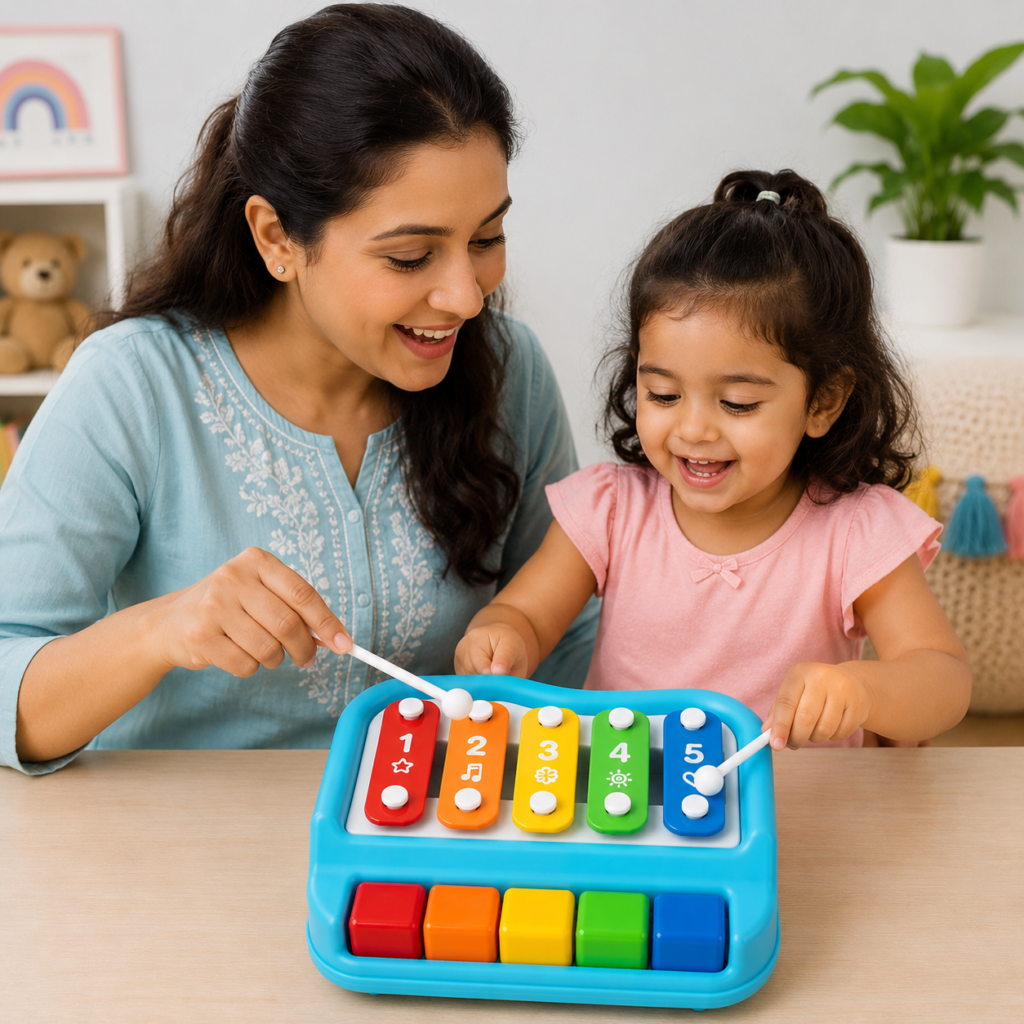 The 5 Keys Multicolor Plastic Toy Xylophone